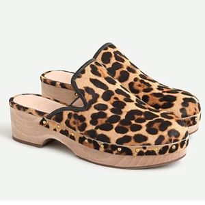 J.Crew leopard haircalf clog size 9 NWT